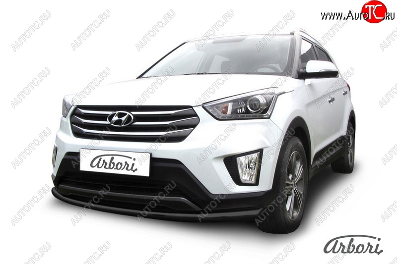 5 849 р. Защита переднего бампера Arbori (черная, 1 труба d57 mm). Hyundai Creta GS дорестайлинг (2015-2019)  с доставкой в г. Новочеркасск