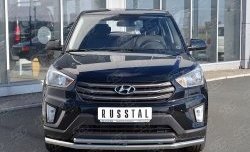 Защита переднего бампера (2 трубыØ63 и 42 мм, нержавейка) SLITKOFF Hyundai (Хюндаи) Creta (Крета)  GS (2015-2021) GS дорестайлинг, рестайлинг