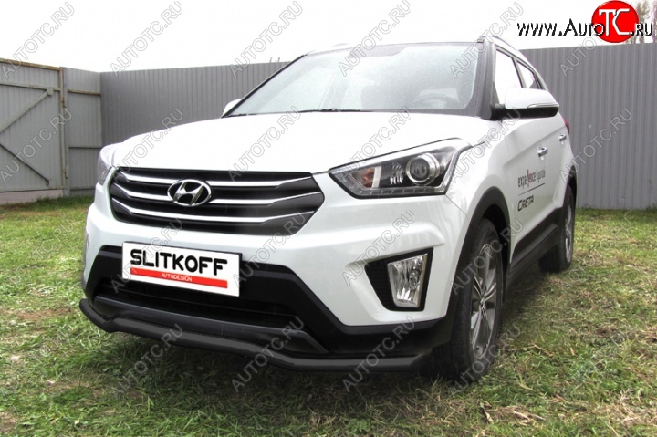 7 699 р. Защита переднего бампер из трубы d57 Slitkoff (волна) Hyundai Creta GS рестайлинг (2019-2021) (Цвет: серебристый)  с доставкой в г. Новочеркасск