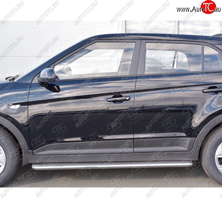 30 999 р. Порожки для ног (труба Ø42) SLITKOFF  Hyundai Creta  GS (2015-2021) дорестайлинг, рестайлинг (Вариант 3 (лист нерж, проф. нерж))  с доставкой в г. Новочеркасск