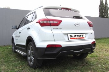 Защита заднего бампера из уголков d42 Slitkoff Hyundai Creta GS дорестайлинг (2015-2019)