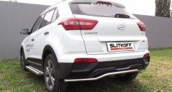 9 599 р. Защита заднего бампера из изогнутой трубы диаметром 42 мм Slitkoff  Hyundai Creta  GS (2015-2021) дорестайлинг, рестайлинг (Нержавейка, Полированная)  с доставкой в г. Новочеркасск. Увеличить фотографию 1