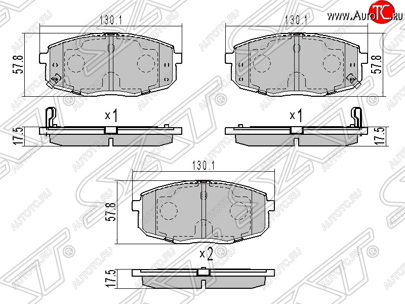 889 р. Колодки тормозные передние SAT Hyundai I30 FD хэтчбек дорестайлинг (2007-2010)  с доставкой в г. Новочеркасск