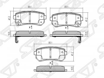 849 р. Колодки тормозные задние SAT  Hyundai Creta (GS), Tucson (TL), KIA Ceed (1 ED), Cerato (2 TD), Rio (2 JB), Sportage (2 JE,KM)  с доставкой в г. Новочеркасск. Увеличить фотографию 1