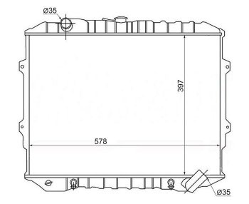 Радиатор двигателя SAT (пластинчатый, 2.3TD/2.5TD, АКПП) Hyundai (Хюндаи) Galloper (Галлопер) (1998-2003), Mitsubishi (Митсубиси) Pajero (Паджеро)  1 L040 (1982-1991)