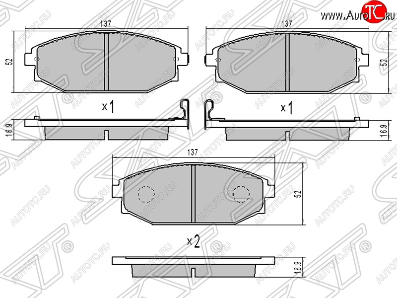 999 р. Колодки тормозные SAT (передние)  Hyundai Galloper (1998-2003), KIA Sorento  BL (2002-2010), Mitsubishi Pajero ( 2 V30/V40 5 дв.,  2 V20,  2 V30/V40) (1991-1999)  с доставкой в г. Новочеркасск