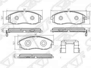 1 599 р. Колодки тормозные SAT (передние)  Hyundai Porter ( AU,KR,  HR) - Starex/H1  A1  с доставкой в г. Новочеркасск. Увеличить фотографию 1