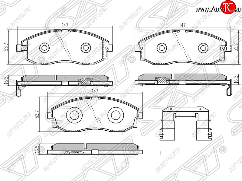 1 599 р. Колодки тормозные SAT (передние)  Hyundai Porter ( AU,KR,  HR) - Starex/H1  A1  с доставкой в г. Новочеркасск