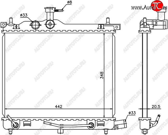 6 249 р. Радиатор двигателя SAT (пластинчатый,1.2, АКПП) Hyundai i10 PA дорестайлинг (2007-2011)  с доставкой в г. Новочеркасск