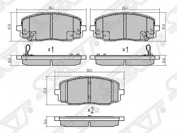 929 р. Колодки тормозные SAT (передние) Hyundai i10 PA дорестайлинг (2007-2011)  с доставкой в г. Новочеркасск. Увеличить фотографию 1