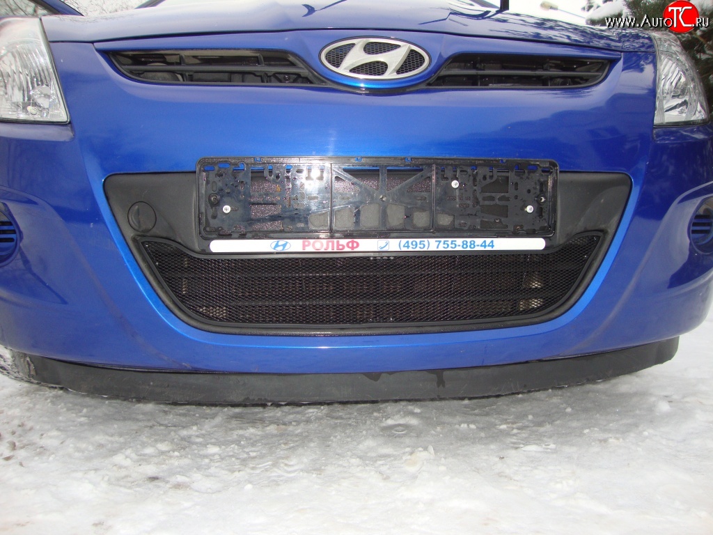 1 469 р. Сетка на бампер Russtal (черная) Hyundai i20 PB хэтчбэк дорестайлинг (2008-2012)  с доставкой в г. Новочеркасск