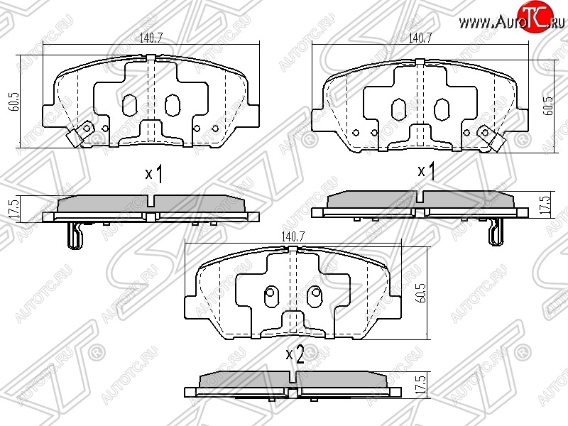 1 239 р. Колодки тормозные SAT (задние)  Hyundai I30  2 GD (2011-2017), Hyundai Veloster  FS (2011-2018), KIA Optima  3 TF (2010-2016)  с доставкой в г. Новочеркасск