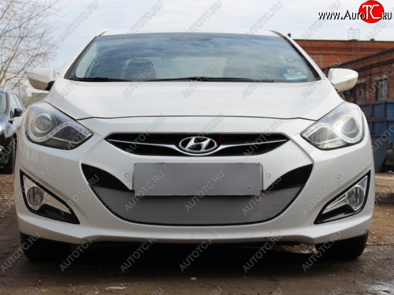 1 539 р. Защитная сетка на бампер Russtal (хром) Hyundai I40 1 VF дорестайлинг седан (2011-2015)  с доставкой в г. Новочеркасск