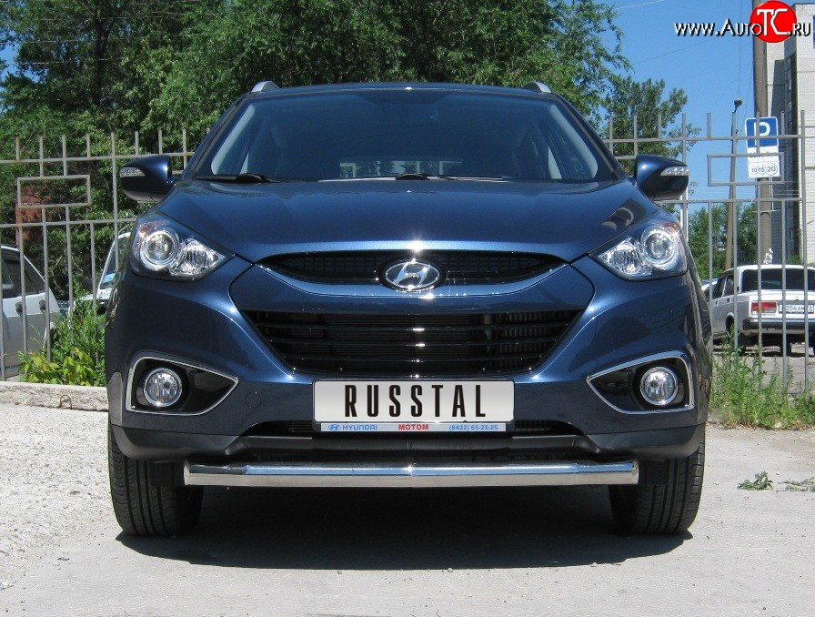 15 649 р. Одинарная защита переднего бампера диаметром 76 мм Russtal Hyundai IX35 LM дорестайлинг (2009-2013)  с доставкой в г. Новочеркасск