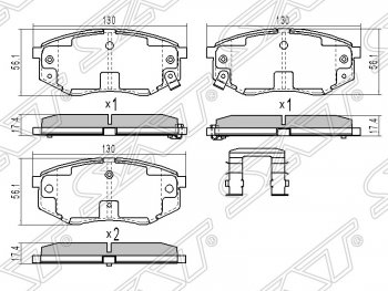 1 299 р. Колодки тормозные SAT (передние) Hyundai IX35 LM дорестайлинг (2009-2013)  с доставкой в г. Новочеркасск. Увеличить фотографию 1