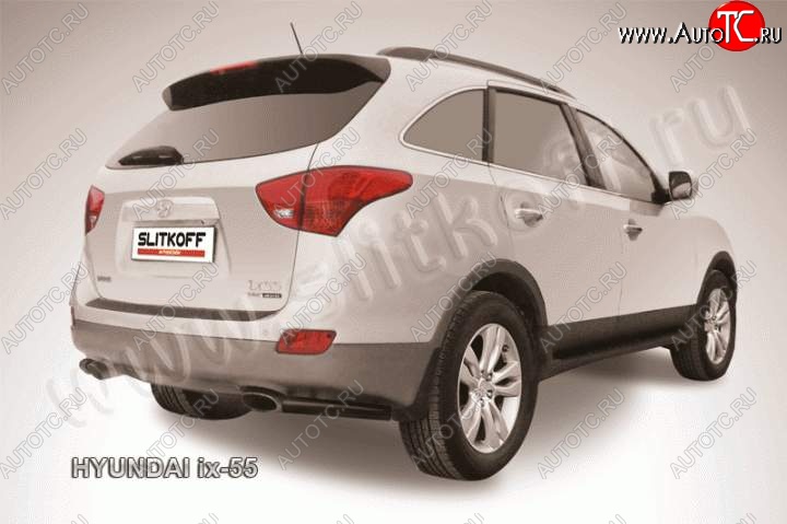 4 299 р. Защита заднего бампера из уголков d57 Slitkoff  Hyundai IX55  EN (2006-2013) (Цвет: серебристый)  с доставкой в г. Новочеркасск