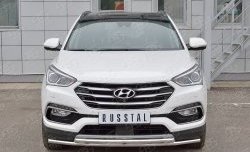 Защита переднего бампера (2 трубыØ42 мм, нержавейка) Russtal Hyundai Santa Fe DM рестайлинг (2015-2019)