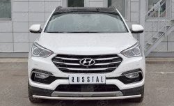 10 949 р. Защита переднего бампера (Ø42 мм, нержавейка, Premium) Russtal  Hyundai Santa Fe  DM (2015-2019) рестайлинг  с доставкой в г. Новочеркасск. Увеличить фотографию 1