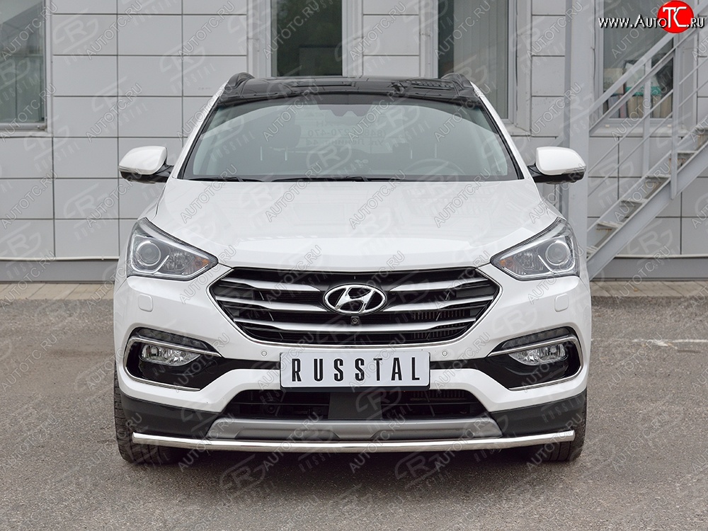 10 949 р. Защита переднего бампера (Ø42 мм, нержавейка, Premium) Russtal Hyundai Santa Fe DM рестайлинг (2015-2019)  с доставкой в г. Новочеркасск