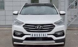 Защита переднего бампера (2 трубыØ63 и 42 мм, нержавейка) Russtal Hyundai Santa Fe DM рестайлинг (2015-2019)