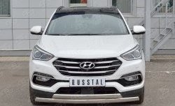 27 999 р. Защита переднего бампера (2 трубыØ75х42 мм, нержавейка, Premium) Russtal Hyundai Santa Fe DM рестайлинг (2015-2019)  с доставкой в г. Новочеркасск. Увеличить фотографию 1