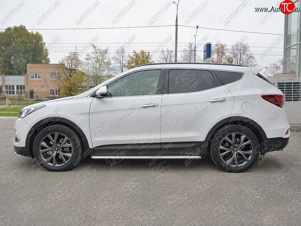 21 749 р. Широкая защита порогов с трубой диаметром 42 мм Premium Russtal Hyundai Santa Fe DM рестайлинг (2015-2019)  с доставкой в г. Новочеркасск