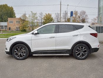 15 799 р. Защита порогов из круглой трубы диаметром 63 мм PREMIUM Russtal v2 Hyundai Santa Fe DM рестайлинг (2015-2019)  с доставкой в г. Новочеркасск. Увеличить фотографию 2