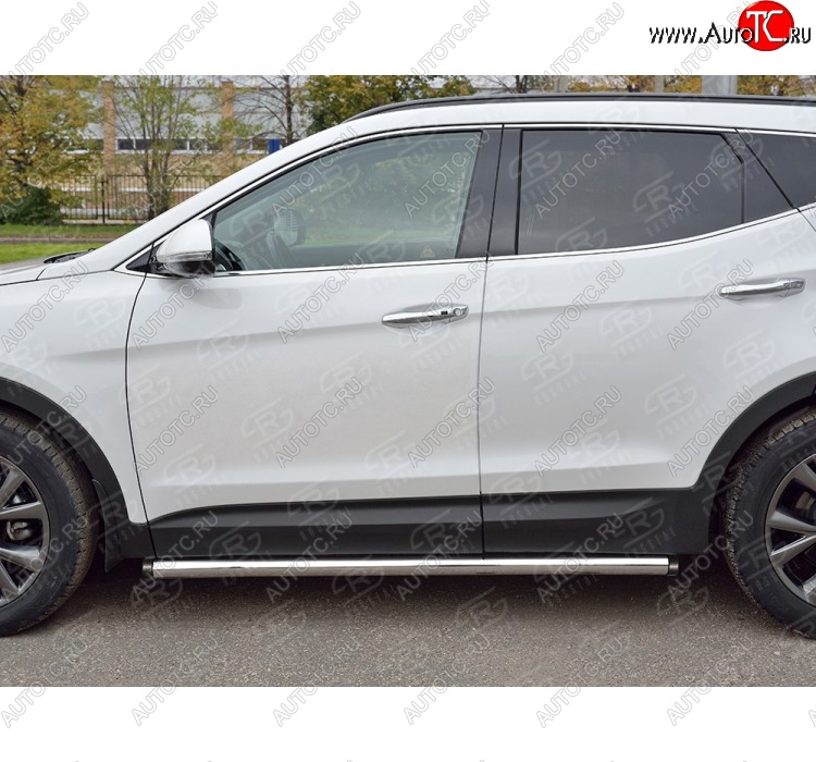 15 799 р. Защита порогов из круглой трубы диаметром 63 мм PREMIUM Russtal v2 Hyundai Santa Fe DM рестайлинг (2015-2019)  с доставкой в г. Новочеркасск