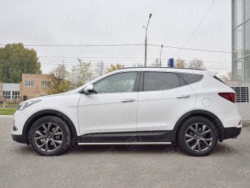 14 999 р. Защита порогов из круглой трубы d42 мм PREMIUM SLITKOFF v3  Hyundai Santa Fe  DM (2015-2019) рестайлинг  с доставкой в г. Новочеркасск. Увеличить фотографию 3