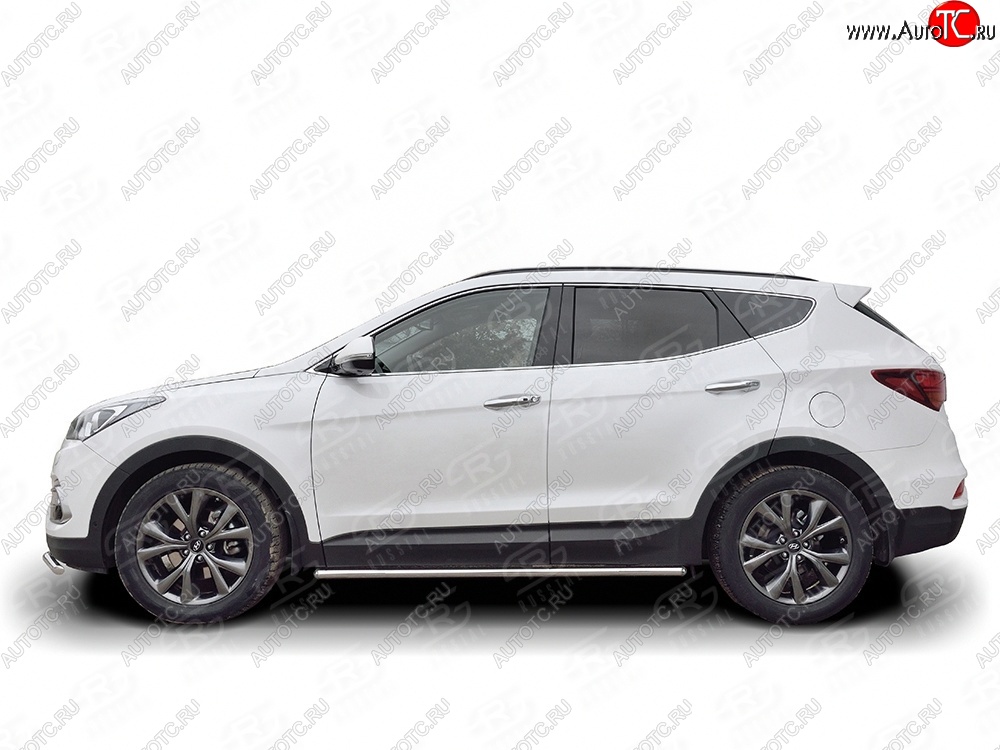 14 999 р. Защита порогов из круглой трубы d42 мм PREMIUM SLITKOFF v3  Hyundai Santa Fe  DM (2015-2019) рестайлинг  с доставкой в г. Новочеркасск