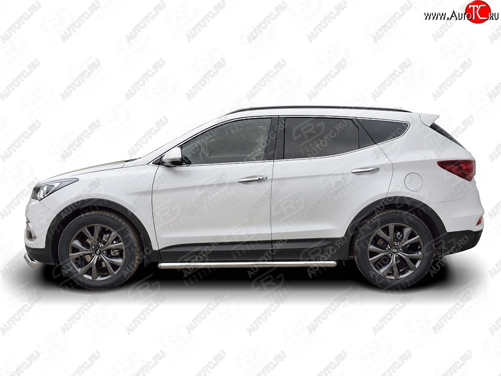 22 449 р. Защита порогов из круглой трубы диаметром 63 мм PREMIUM SLITKOFF v3  Hyundai Santa Fe  DM (2015-2019) рестайлинг  с доставкой в г. Новочеркасск