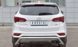 Защита заднего бампера (Ø63 мм волна под машину, нержавейка, PREMIUM) SLITKOFF Hyundai (Хюндаи) Santa Fe (Санта)  DM (2015-2019) DM рестайлинг