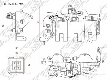 2 889 р. Катушка зажигания SAT (модуль) Hyundai Santa Fe SM (2000-2012)  с доставкой в г. Новочеркасск. Увеличить фотографию 1