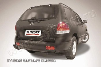 Защита заднего бампера из уголков d57+d42 Slitkoff (двойные) Hyundai (Хюндаи) Santa Fe (Санта)  SM (2000-2012) SM