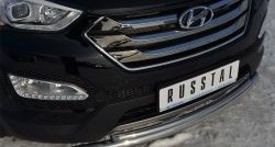 22 999 р. Защита переднего бампера (2 трубыØ63 и 42 мм, нержавейка) SLITKOFF  Hyundai Santa Fe  DM (2012-2016) дорестайлинг  с доставкой в г. Новочеркасск. Увеличить фотографию 2