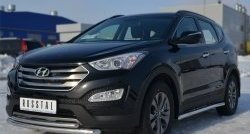 22 999 р. Защита переднего бампера (2 трубыØ63 и 42 мм, нержавейка) SLITKOFF  Hyundai Santa Fe  DM (2012-2016) дорестайлинг  с доставкой в г. Новочеркасск. Увеличить фотографию 4