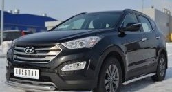 18 699 р. Защита переднего бампера (2 трубыØ63 мм, нержавейка) SLITKOFF  Hyundai Santa Fe  DM (2012-2016) дорестайлинг  с доставкой в г. Новочеркасск. Увеличить фотографию 4