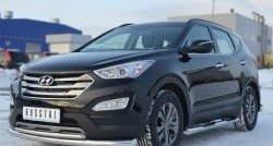 15 999 р. Защита переднего бампера (2 трубыØ76 и 42 мм, нержавейка) SLITKOFF  Hyundai Santa Fe  DM (2012-2016) дорестайлинг  с доставкой в г. Новочеркасск. Увеличить фотографию 4