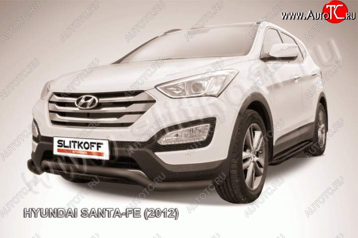 10 849 р. Защита переднего бампера из трубы d57 Slitkoff  Hyundai Santa Fe  DM (2012-2016) дорестайлинг (Цвет: серебристый)  с доставкой в г. Новочеркасск