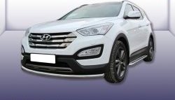 10 649 р. Одинарная защита переднего бампера из трубы диаметром 57 мм Slitkoff  Hyundai Santa Fe  DM (2012-2016) дорестайлинг (Нержавейка, Полированная)  с доставкой в г. Новочеркасск. Увеличить фотографию 1