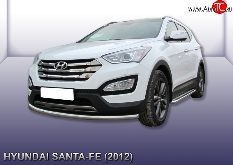 10 649 р. Одинарная защита переднего бампера из трубы диаметром 57 мм Slitkoff  Hyundai Santa Fe  DM (2012-2016) дорестайлинг (Нержавейка, Полированная)  с доставкой в г. Новочеркасск