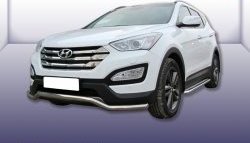 13 449 р. Фигурная защита переднего бампера диаметром 57 мм Slitkoff  Hyundai Santa Fe  DM (2012-2016) дорестайлинг (Нержавейка, Полированная)  с доставкой в г. Новочеркасск. Увеличить фотографию 1