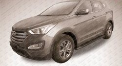 14 999 р. Алюминиевые пороги Slitkoff Optima Black Hyundai Santa Fe DM дорестайлинг (2012-2016)  с доставкой в г. Новочеркасск. Увеличить фотографию 2