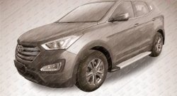 14 999 р. Алюминиевые пороги Slitkoff Optima Silver Hyundai Santa Fe DM дорестайлинг (2012-2016)  с доставкой в г. Новочеркасск. Увеличить фотографию 2