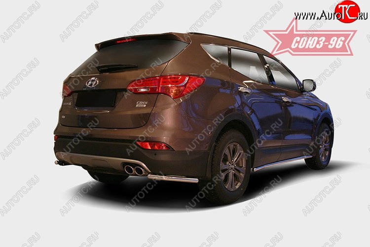 8 459 р. Защита заднего бампера из боковых уголков Souz-96 (d42) Hyundai Santa Fe DM дорестайлинг (2012-2016)  с доставкой в г. Новочеркасск