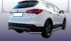 Защита заднего бампера из двух боковых уголков диаметром 57 мм Slitkoff Hyundai (Хюндаи) Santa Fe (Санта)  DM (2012-2016) DM дорестайлинг