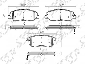 1 469 р. Колодки тормозные SAT (передние)  Hyundai Santa Fe  CM (2006-2012), KIA Sorento  XM (2009-2015)  с доставкой в г. Новочеркасск. Увеличить фотографию 1