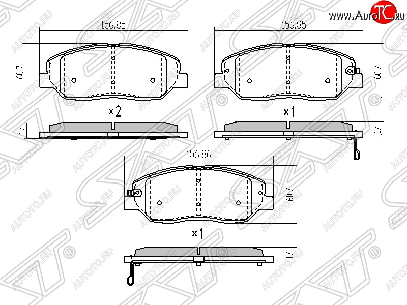 1 469 р. Колодки тормозные SAT (передние)  Hyundai Santa Fe  CM (2006-2012), KIA Sorento  XM (2009-2015)  с доставкой в г. Новочеркасск