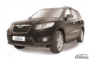 6 389 р. Защита переднего бампера Arbori (черная, 1 труба d57 mm).  Hyundai Santa Fe  CM (2009-2012) рестайлинг  с доставкой в г. Новочеркасск. Увеличить фотографию 1