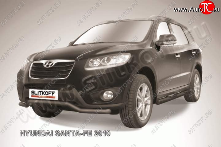 7 999 р. Защита переднего бампера из трубы d57 Slitkoff (волна) Hyundai Santa Fe CM рестайлинг (2009-2012) (Цвет: серебристый)  с доставкой в г. Новочеркасск